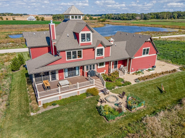 bird's eye view featuring a water view