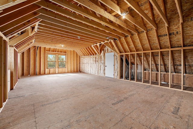 view of unfinished attic