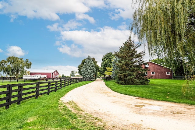 view of road featuring a rural view