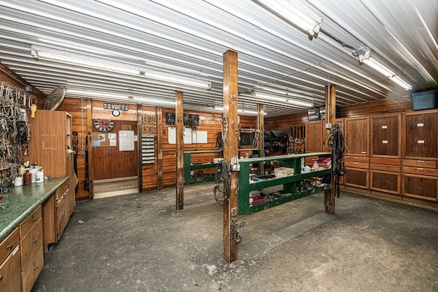 interior space with wood walls