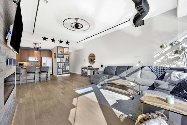 living room with hardwood / wood-style floors