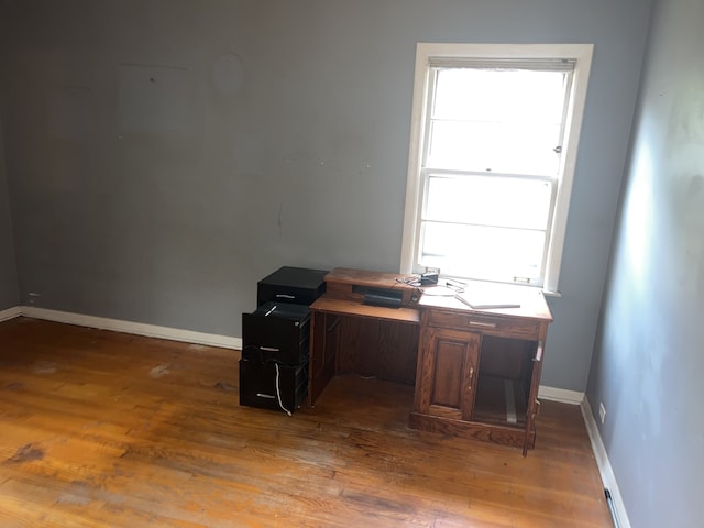 office with wood-type flooring