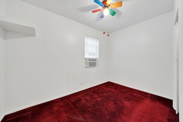 carpeted empty room with cooling unit and ceiling fan