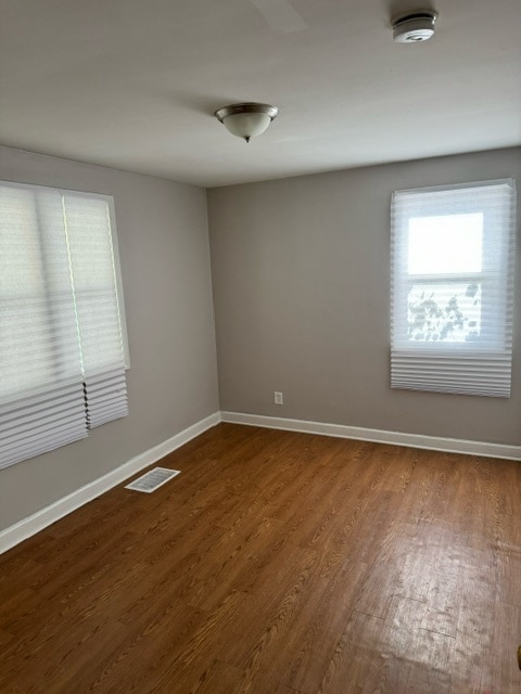 spare room featuring wood-type flooring