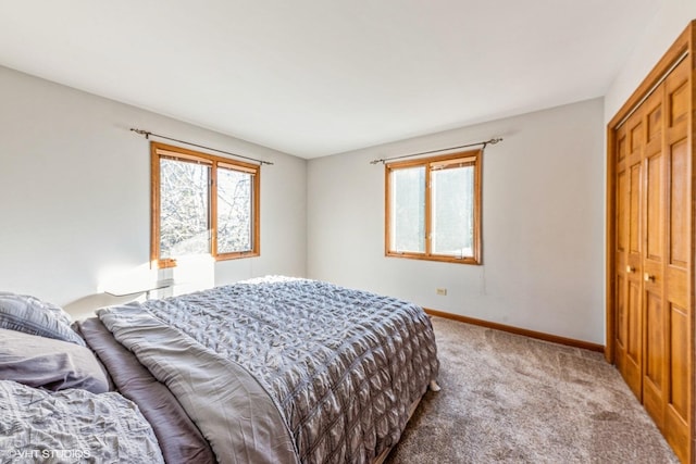 bedroom with a closet and carpet floors