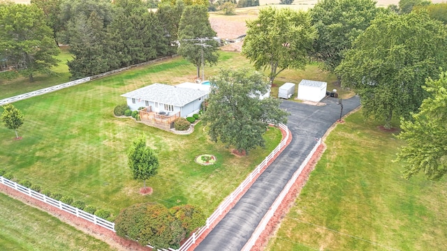 bird's eye view with a rural view