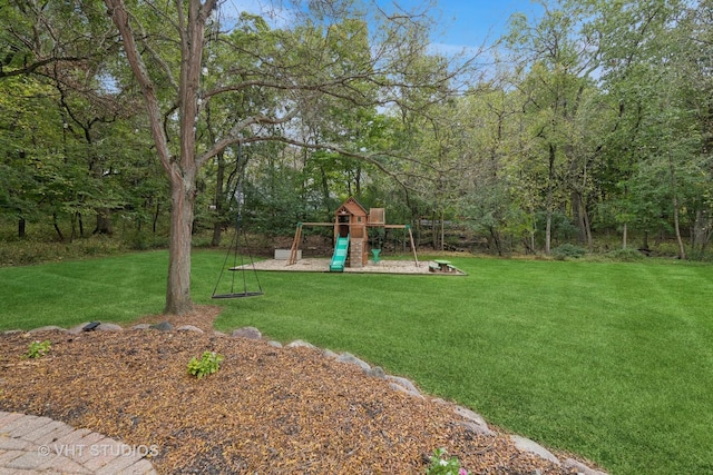 view of yard with a playground