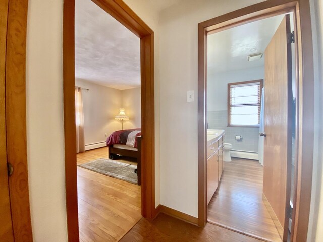 office area featuring crown molding and dark hardwood / wood-style flooring