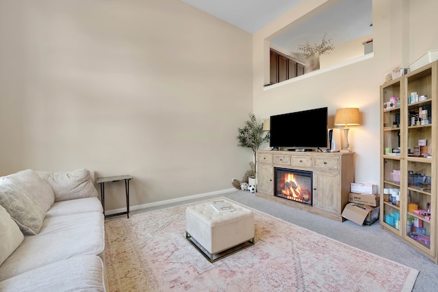 living room featuring carpet flooring