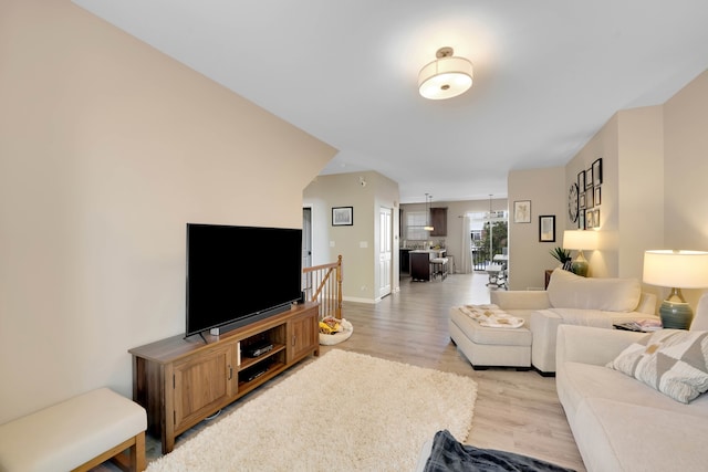 living room with light wood-type flooring