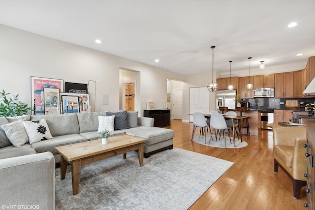 living room featuring light hardwood / wood-style flooring