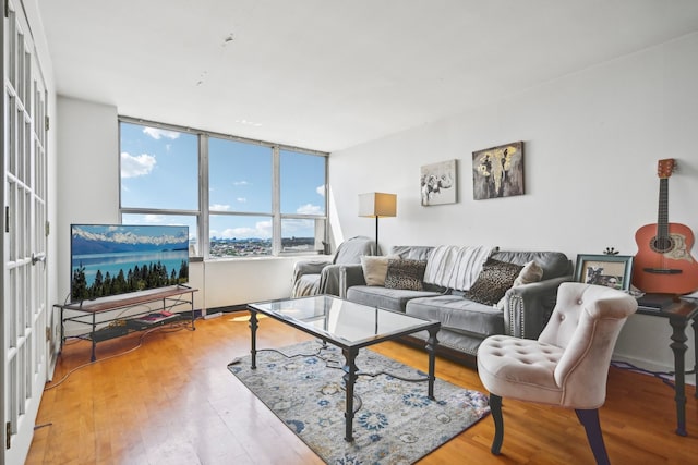 living room with hardwood / wood-style flooring