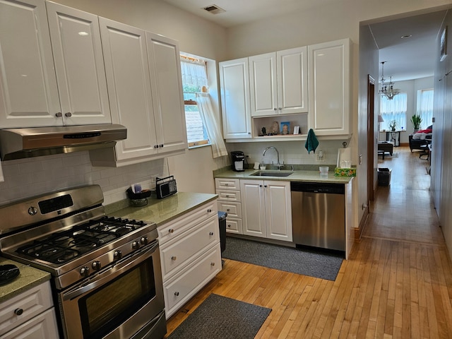 kitchen featuring a healthy amount of sunlight, stainless steel appliances, and white cabinetry