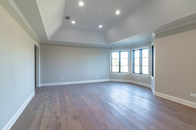 4463 Kettering Dr, Long Grove, IL 60047 - spare room with a raised ceiling, recessed lighting, crown molding, and wood-type flooring