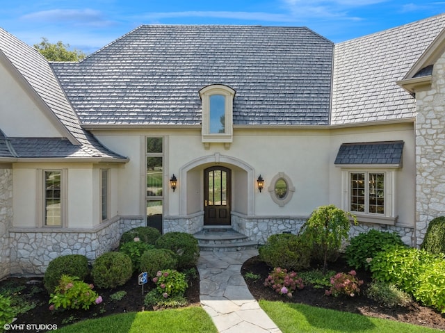 doorway to property featuring french doors