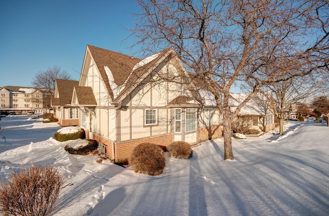 view of snow covered exterior