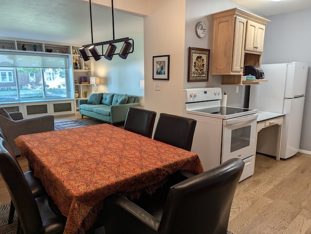 dining area with light hardwood / wood-style floors