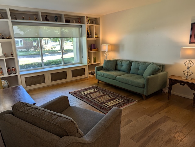 living room with hardwood / wood-style flooring