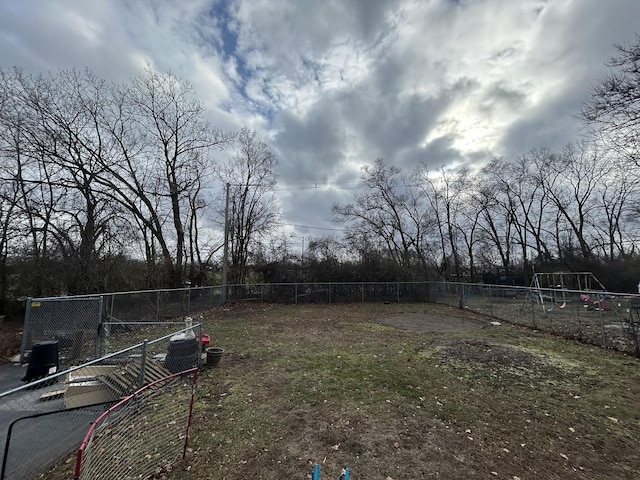 view of yard with a playground