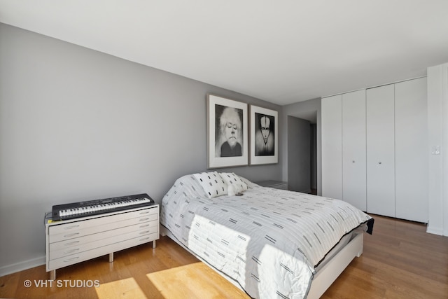 bedroom featuring a closet and wood-type flooring