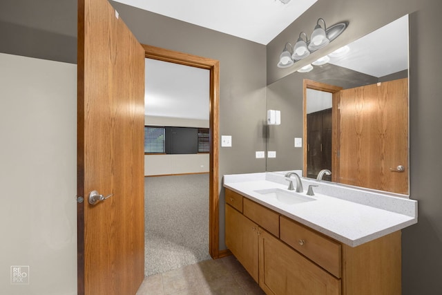 bathroom with vanity and tile patterned floors