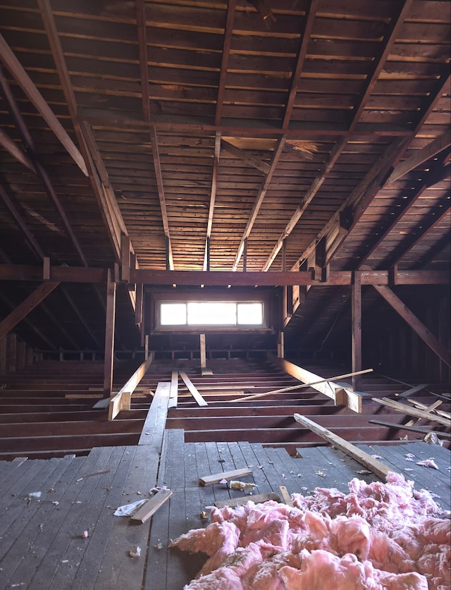 view of unfinished attic