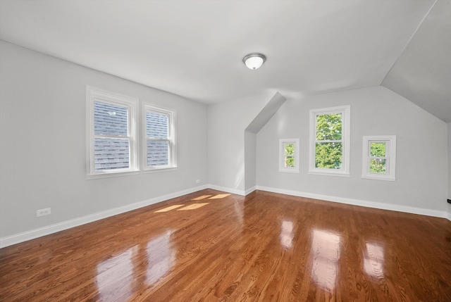 bonus room featuring lofted ceiling and wood-type flooring