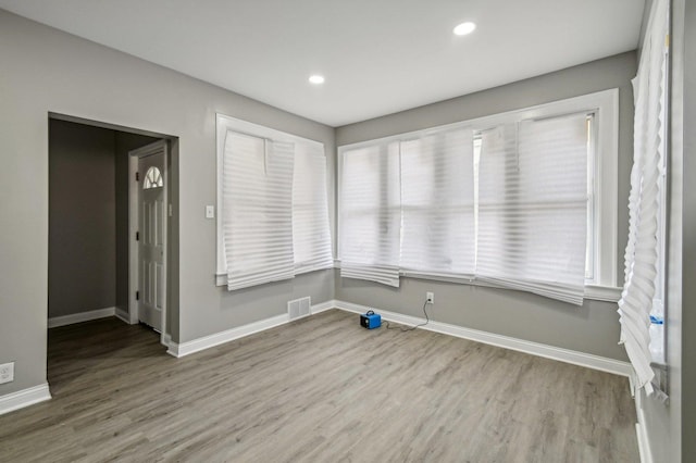 spare room featuring wood-type flooring