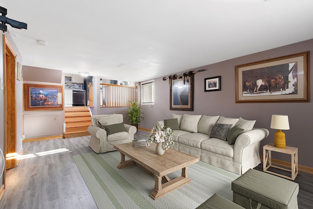 living room featuring wood-type flooring