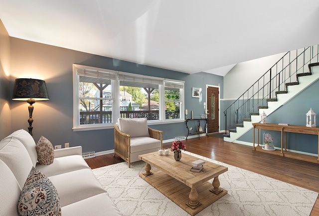 living room featuring wood-type flooring