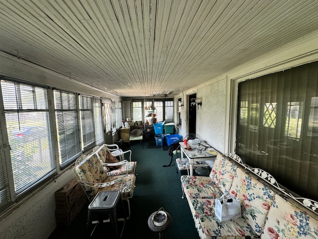 sunroom / solarium with wooden ceiling