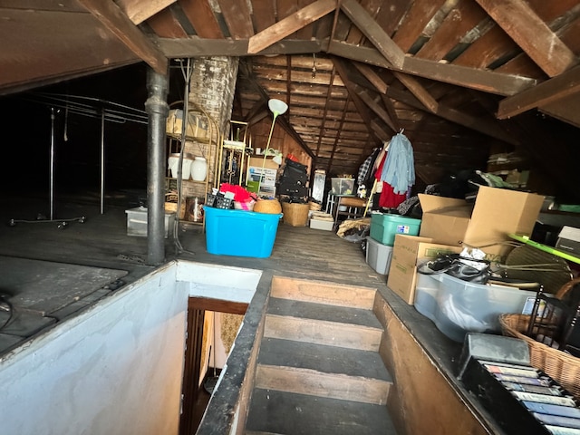 view of unfinished attic