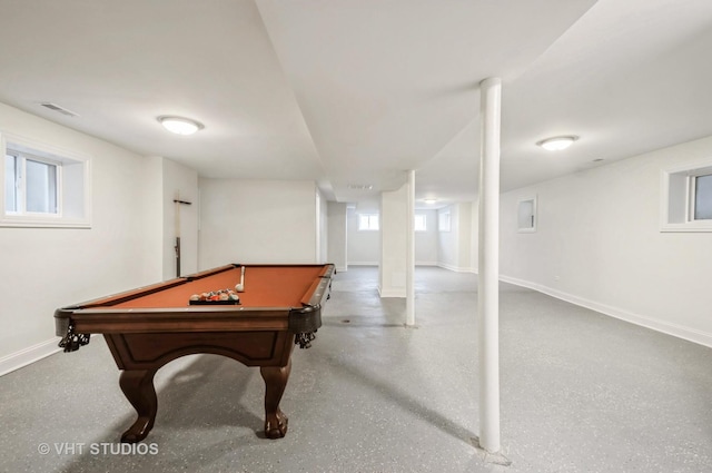 playroom featuring billiards