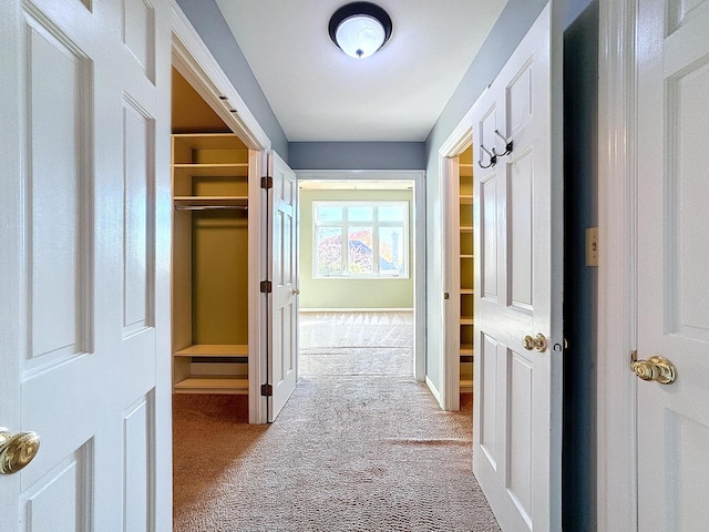 corridor with light carpet