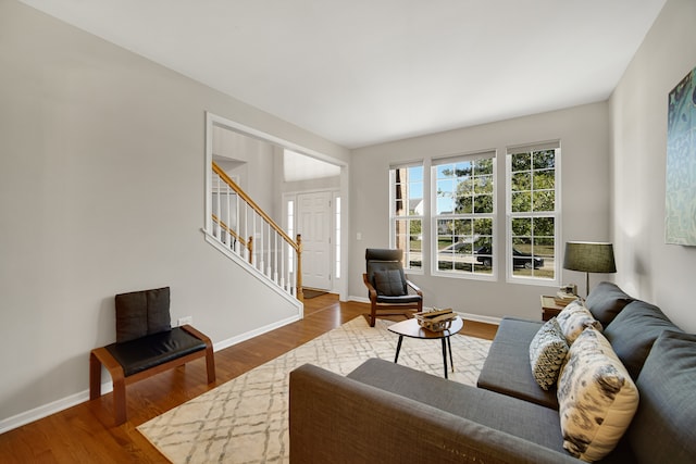 living room with hardwood / wood-style floors