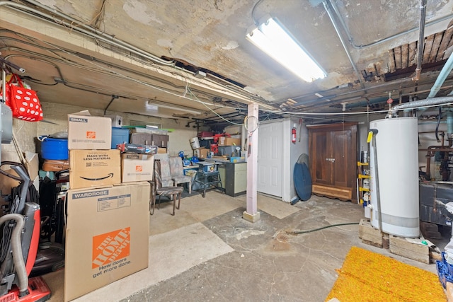 basement with water heater