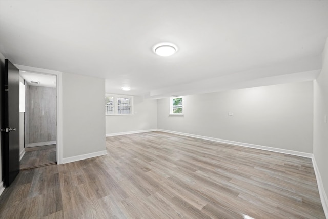 unfurnished room with light hardwood / wood-style flooring