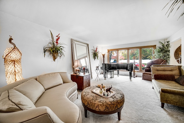 living room with light carpet