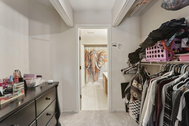 spacious closet with carpet floors