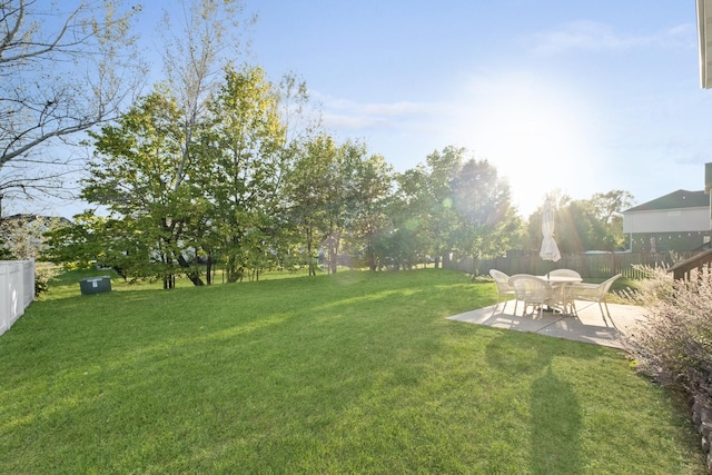 view of yard featuring a patio area and a fenced backyard