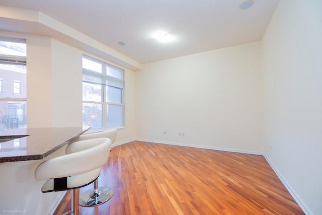 unfurnished office with plenty of natural light and light hardwood / wood-style flooring