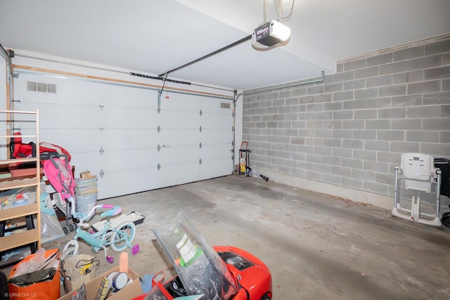 garage with a garage door opener