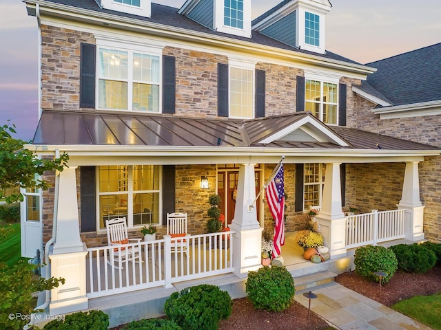 view of front of property with covered porch