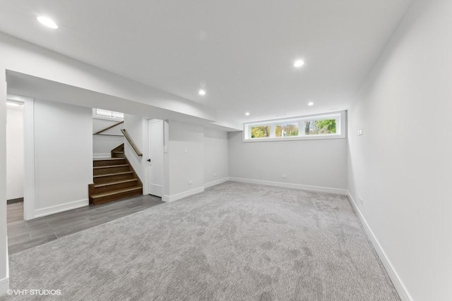 basement featuring carpet floors