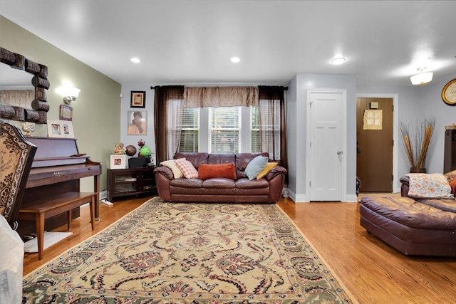 living room with light wood-type flooring