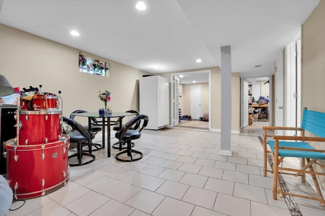 interior space featuring light tile patterned floors