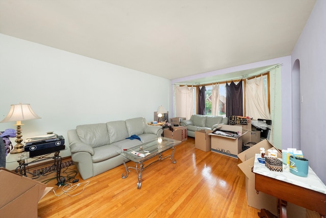 living room with light hardwood / wood-style floors