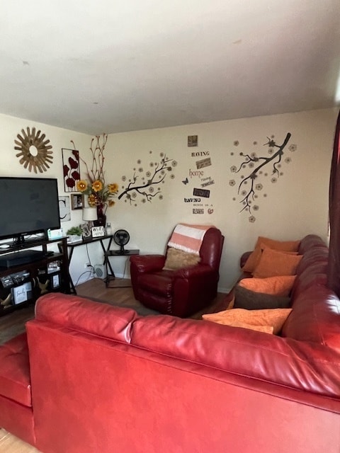 living room with wood-type flooring