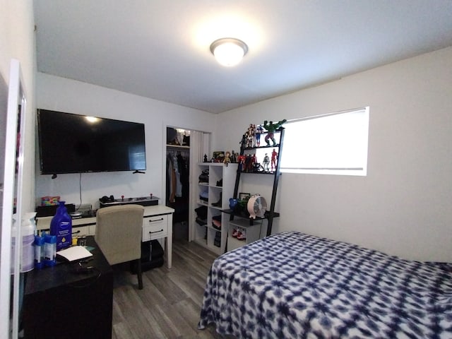 bedroom featuring a closet and hardwood / wood-style flooring