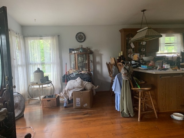 dining area with hardwood / wood-style floors